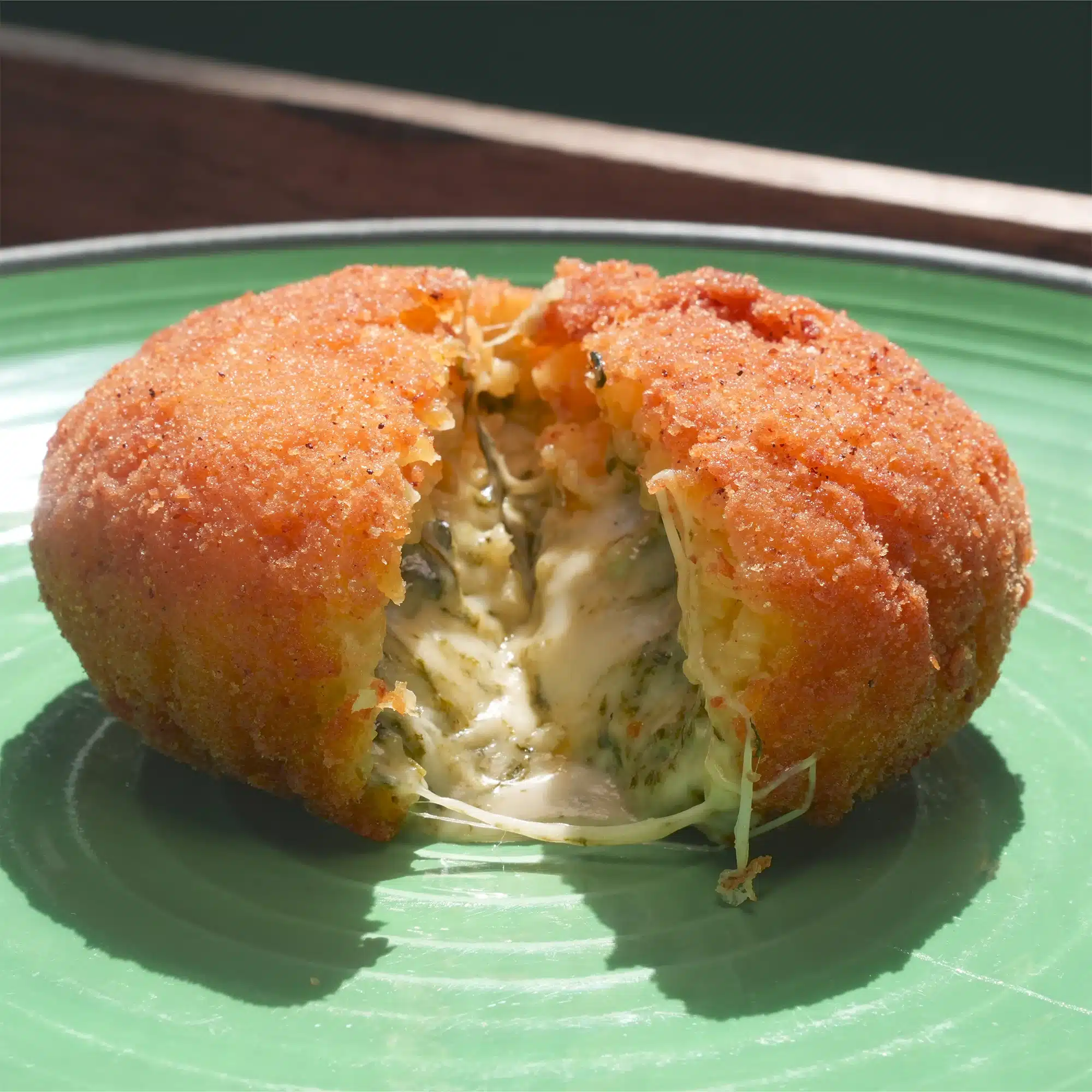 Arancino agli spinaci aperto, spinaci e besciamella | Braceriadeigoti